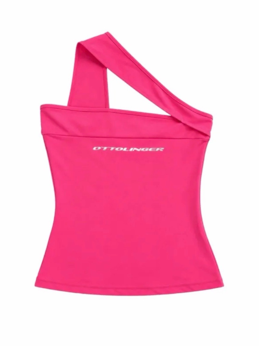 Ottolinger Pink Asymmetrical Criss Cross Cutout Halter Top Size M — image 3 of 8